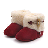 BUTTON APPLIQUE HIGH TOP BOOTIES - MAROON