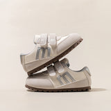 SHINY DOUBLE VELCRO SNEAKERS - WHITE & GREY