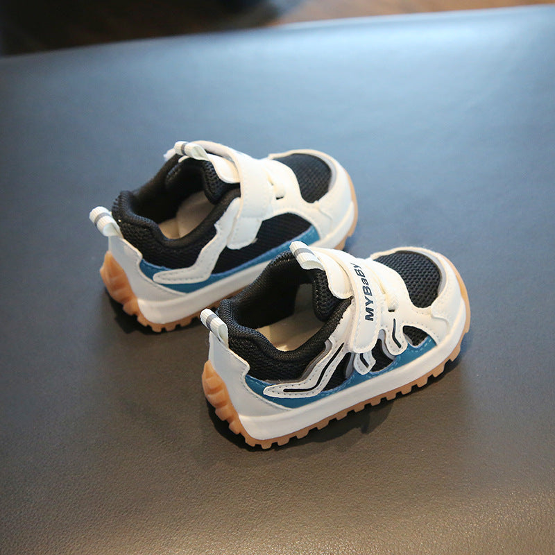 SIDE PATCH DETAILED PREWALKER SHOES - BLACK