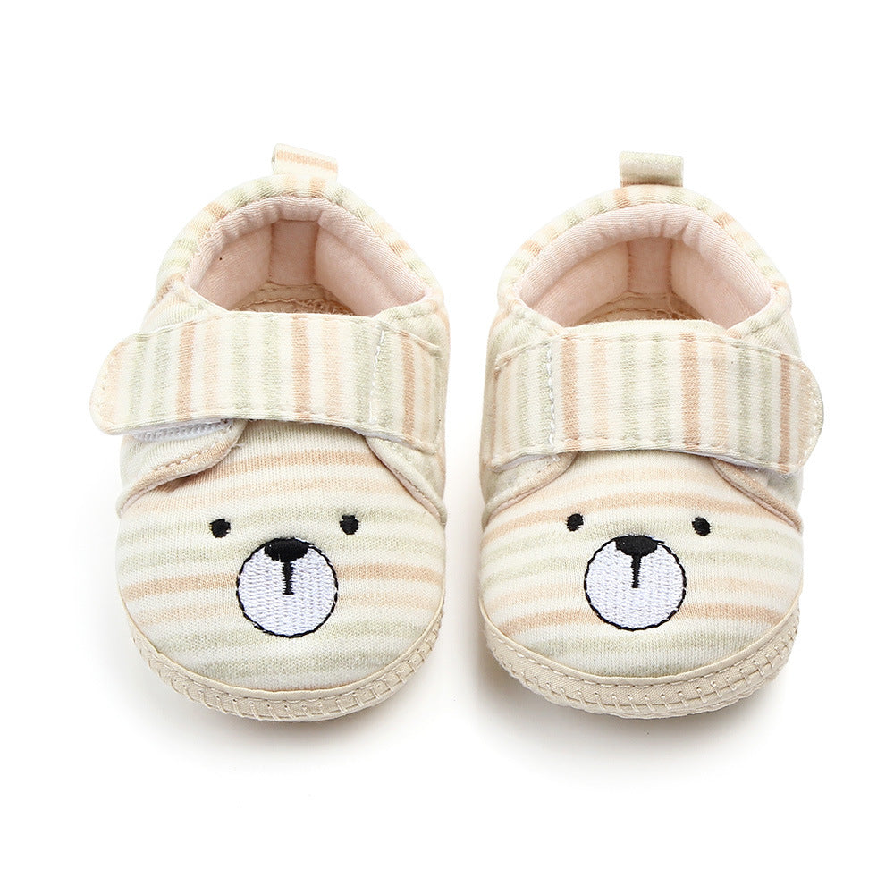 STRIPES DETAILED CARTOON FACE BOOTIES - BEIGE