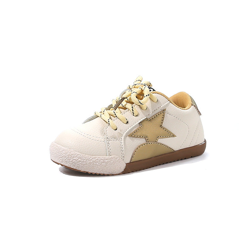 STAR PATCH SNEAKERS - WHITE & GOLD