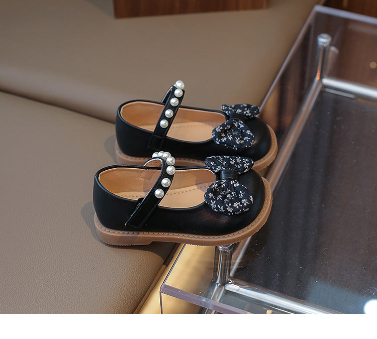 PRINTED BOW APPLIQUE MARY JANE - BLACK