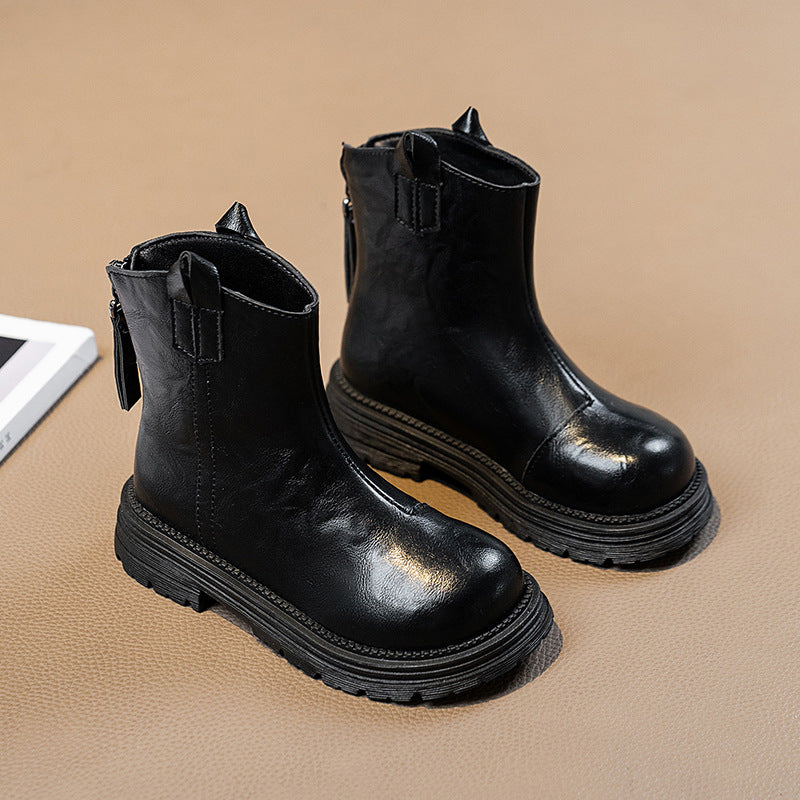 SOLID ZIP-UP WINTER BOOTS - BLACK
