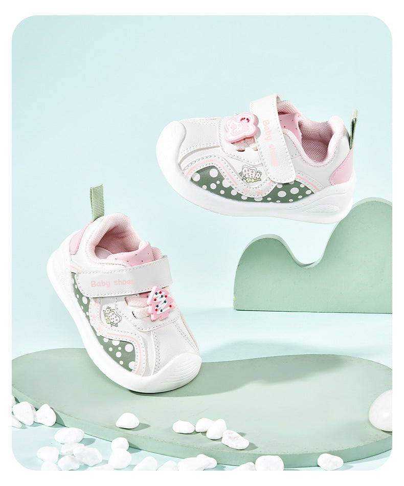 CHARM APPLIQUE POLKA DOTS PRINTED PREWALKER SHOES - PINK