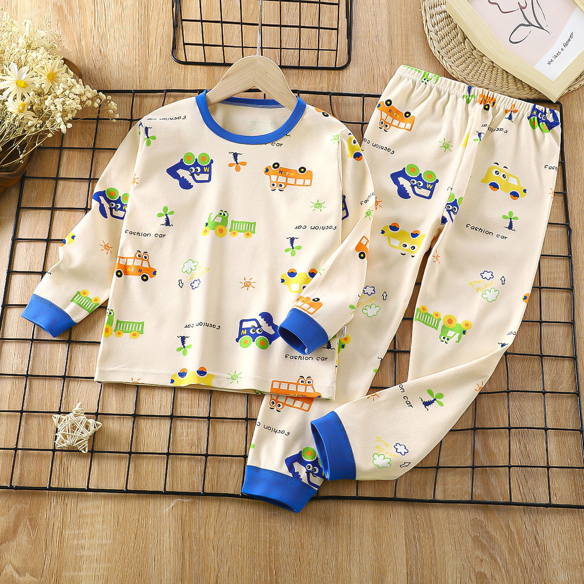 VEHICLE PRINT CO-ORD SET - BEIGE