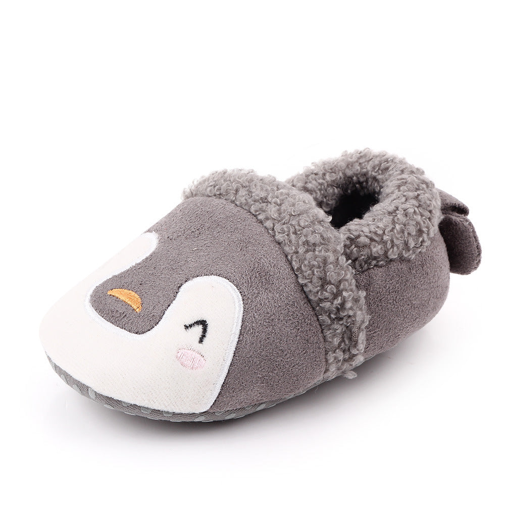 PENGUIN FACE SLIP-ON BOOTIES - GREY