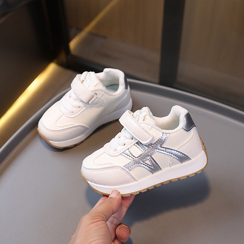 CRISS CROSS SNEAKERS - WHITE & SILVER