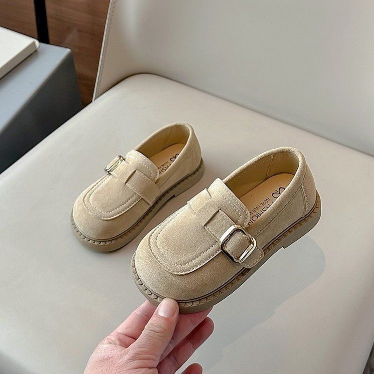 BUCKLE SUEDE LOAFERS - BEIGE