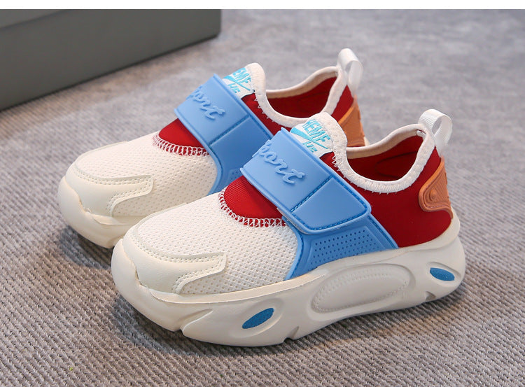 DUAL COLOR VELCRO SHOES - WHITE & RED