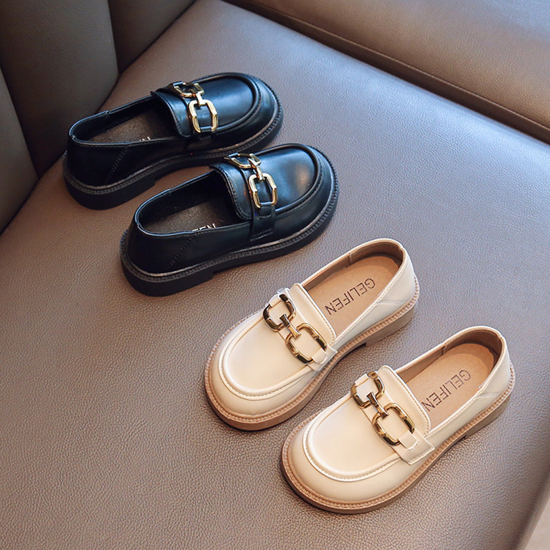 BUCKLE APPLIQE LOAFERS - WHITE