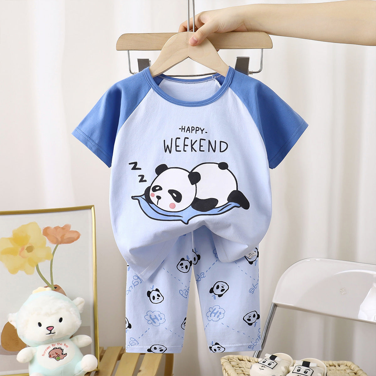 HAPPY WEEKEND PRINT NIGHT SUIT - BLUE