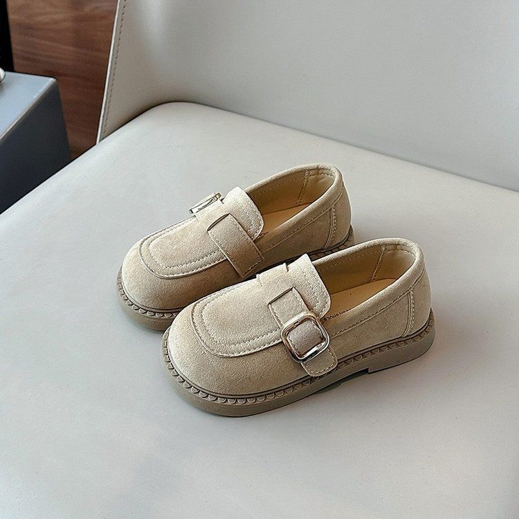 BUCKLE SUEDE LOAFERS - BEIGE
