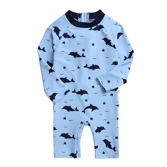 WHALES ALL OVER JUMPER SWIM SUIT - BLUE
