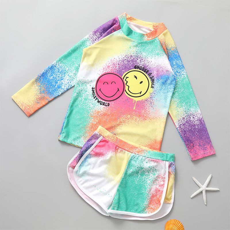 TIE-DYE SMILEY 2PC SWIMSUIT - MULTICOLOUR