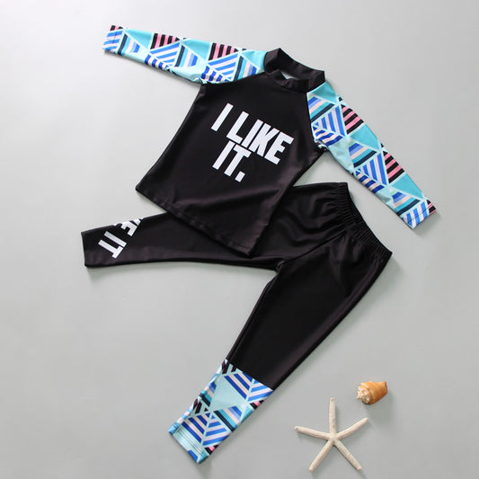 I LIKE IT ABSTRACT 2PC SWIM SUIT - BLUE