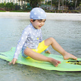 STARS PRINT 2 PIECE SWIM SUIT WITH CAP - YELLOW