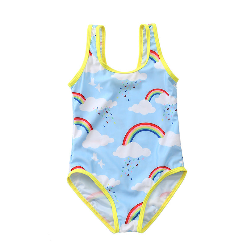 CALL ME RAINBOW V CUT SWIM SUIT 1PC - BLUE