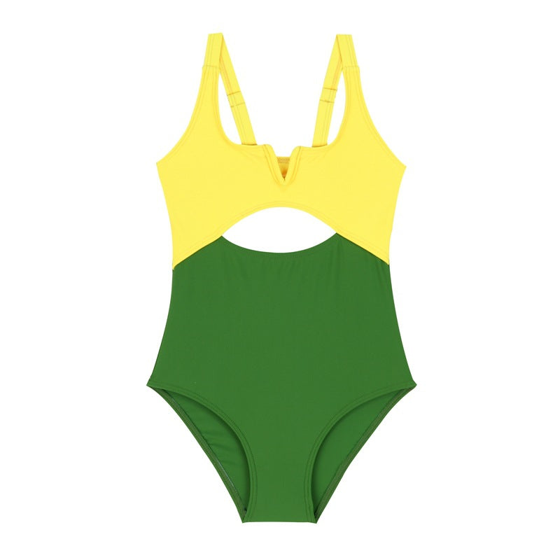 STARBUST V CUT NEON  SWIMSUIT - GREEN & YELLOW