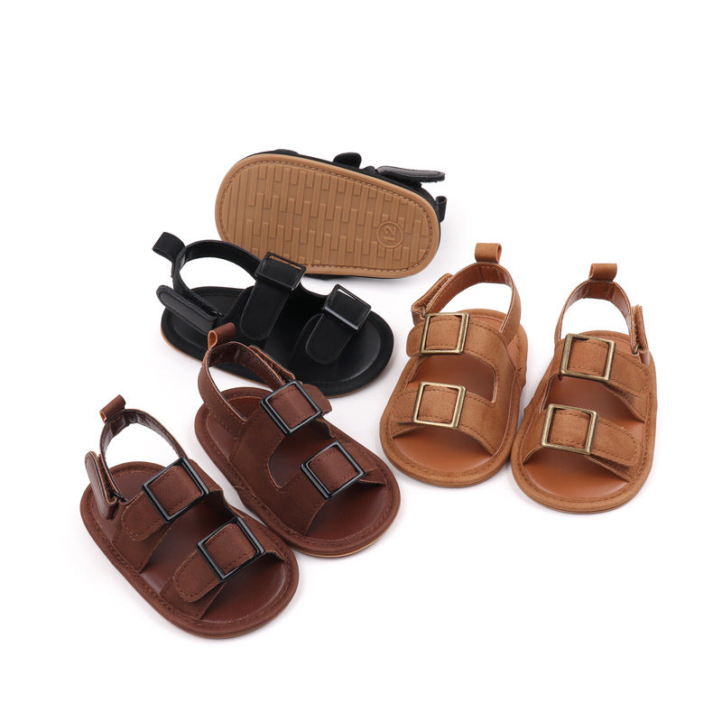 BUCKLE APPLIQUE SANDAL STYLE BOOTIES