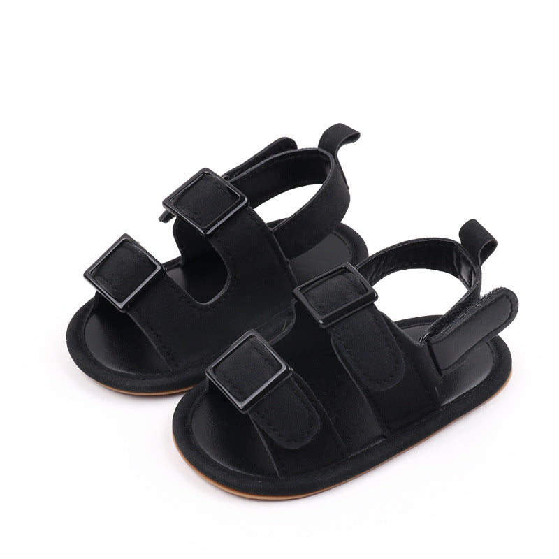 BUCKLE APPLIQUE SANDAL STYLE BOOTIES