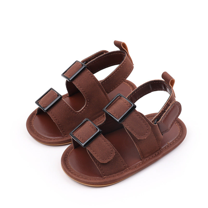 BUCKLE APPLIQUE SANDAL STYLE BOOTIES