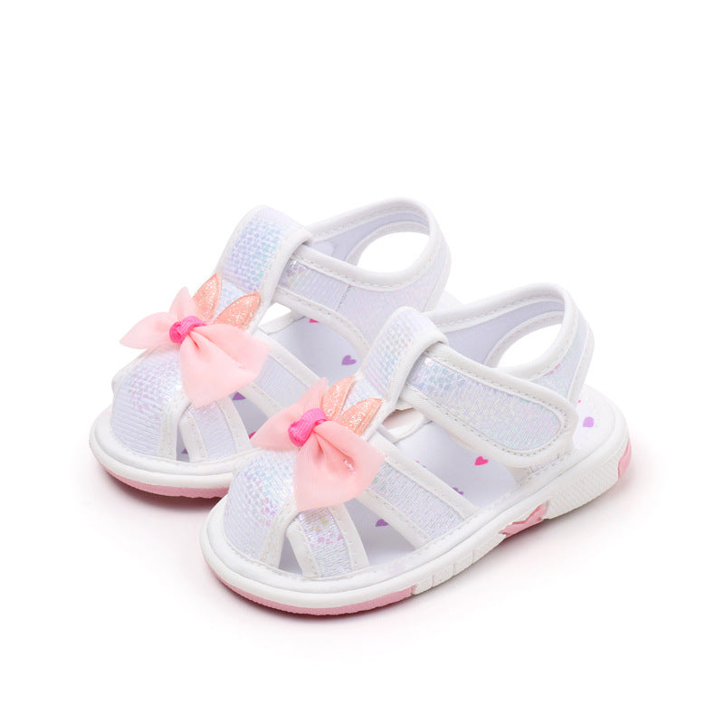 BUNNY BOW APPLIQUE SHIMMERY HOLLOW OUT CHU-CHU BOOTIES