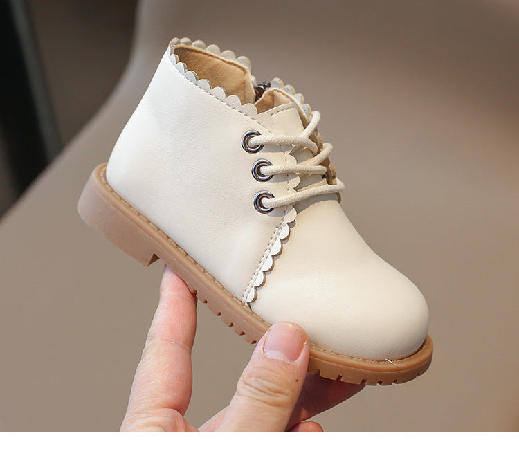 SOLID LACE-UP WINTER BOOTS - WHITE