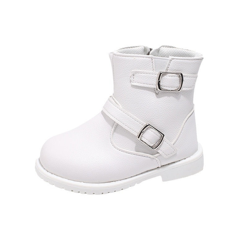 SOLID ZIP-UP ANKLE LENGTH WINTER BOOTS - WHITE