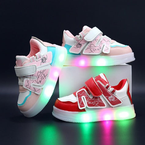 Patch Detailed LED Shoes - Pink