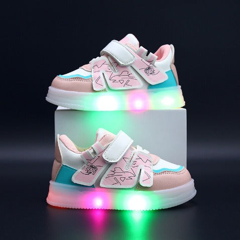 Patch Detailed LED Shoes - Pink