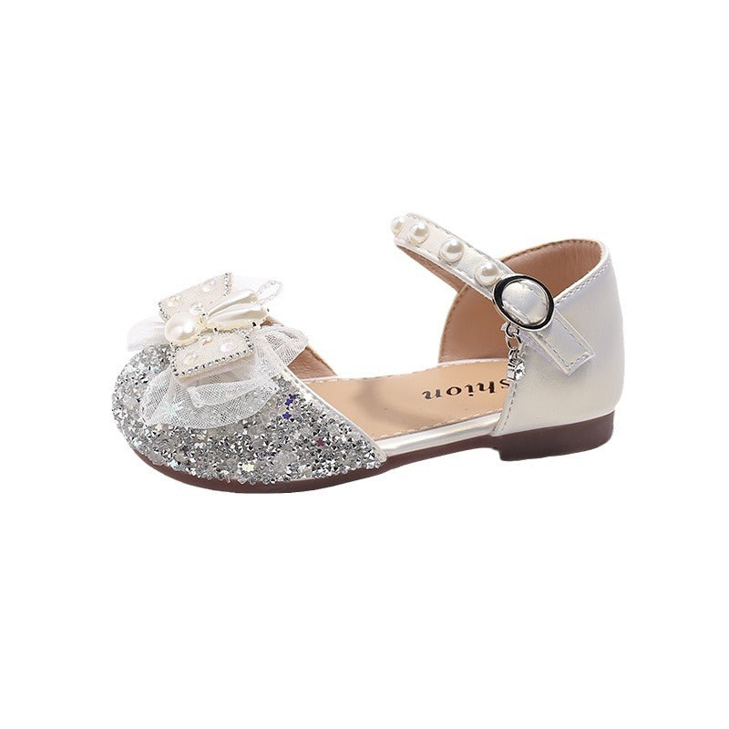 Bunny Ears & Bow Applique Mary Janes - Silver