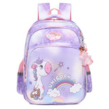 Rainbow Unicorn Print School Backpack - Purple