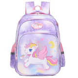 Flying Unicorn Print School Backpack - Purple