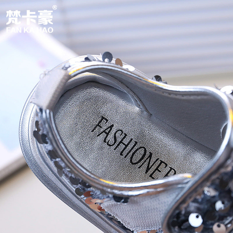 SEQUIN DETAILED SANDAL - SILVER