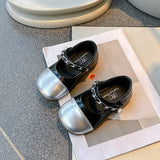 DUAL SHADE PEARL APPLIQUE MARY JANE - BLACK & SILVER