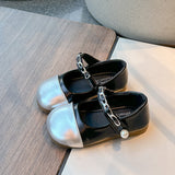 DUAL SHADE PEARL APPLIQUE MARY JANE - BLACK & SILVER