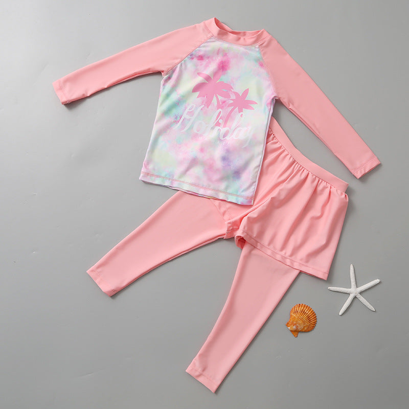 Tie Dye Print Shorts Style 2 Piece Swimsuit - Peach