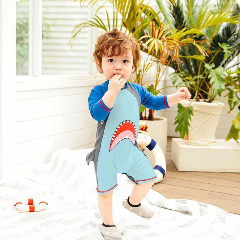 Shark Face Legged Swimsuit - Blue