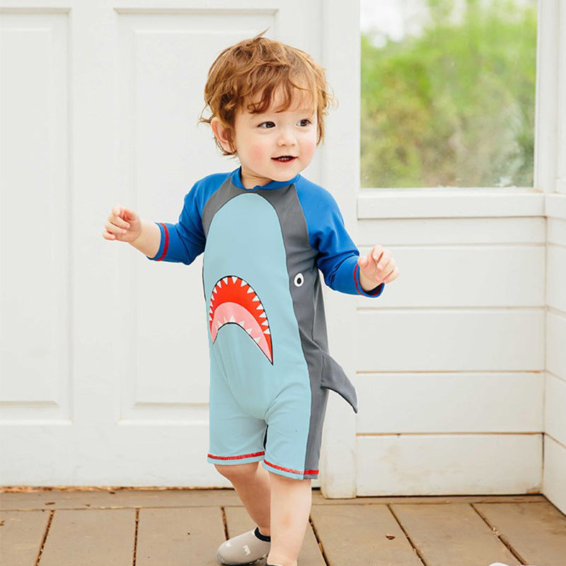 Shark Face Legged Swimsuit - Blue