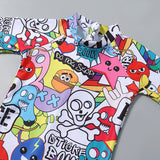 All Over Cartoons Printed Legged Swimsuit - Multicolor