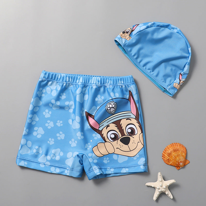 DOG PRINT SWIMMING TRUNK WITH CAP