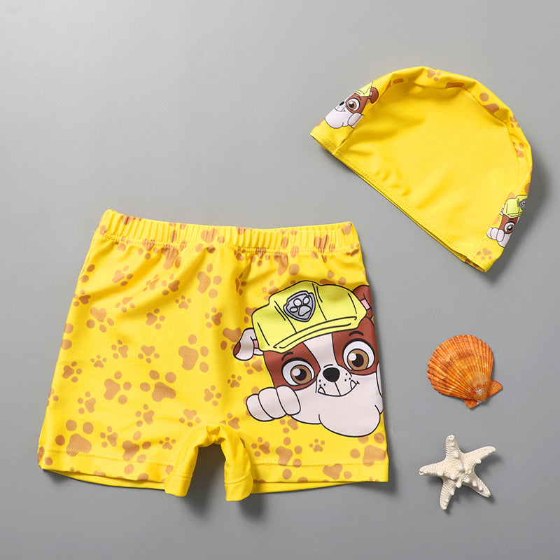DOG PRINT SWIMMING TRUNK WITH CAP