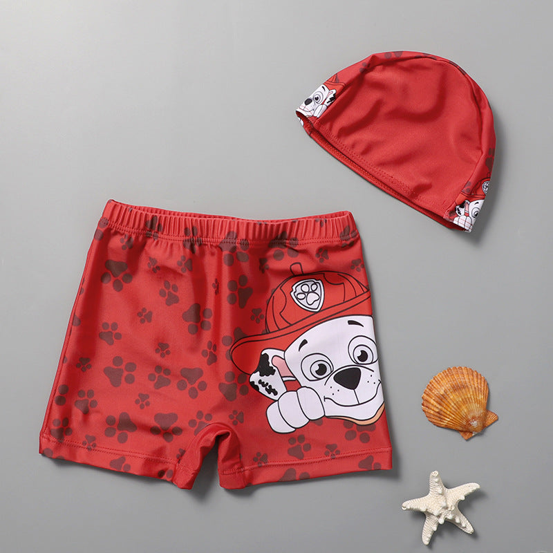 DOG PRINT SWIMMING TRUNK WITH CAP