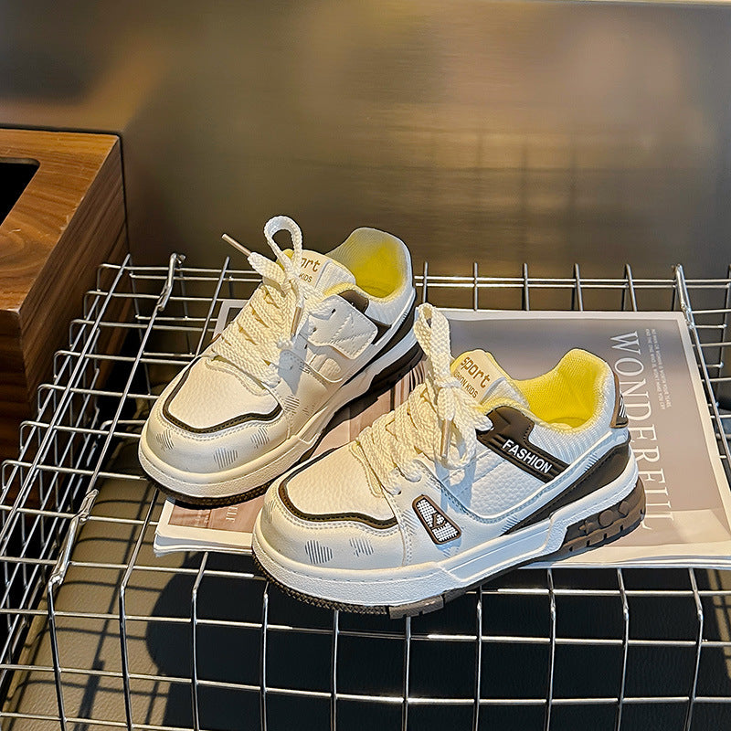 Fashion Patch Sneakers - White & Brown