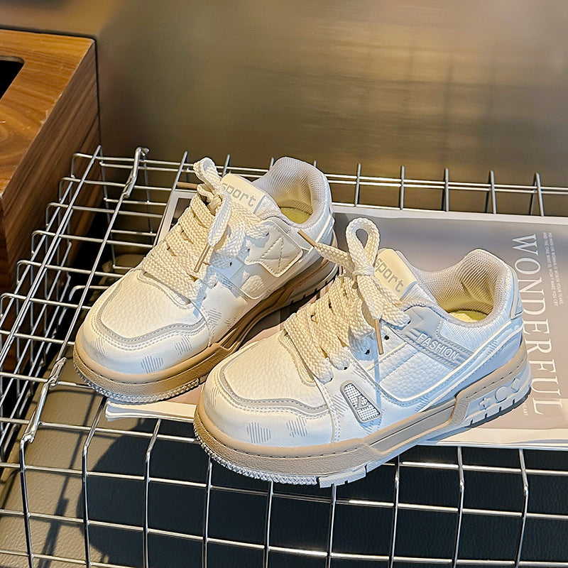 Fashion Patch Sneakers - Beige & Grey