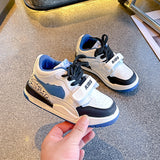Color Block Velcro Sneakers - White & Blue