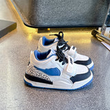 Color Block Velcro Sneakers - White & Blue
