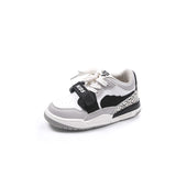 Color Block Velcro Sneakers - White & Black