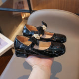 Solid Color Bow Applique Detailed Mary Jane - Black