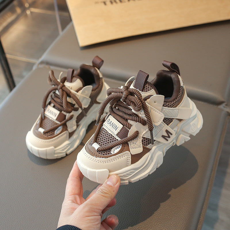 Lace Design Patch Detailed Sport Shoes - Brown